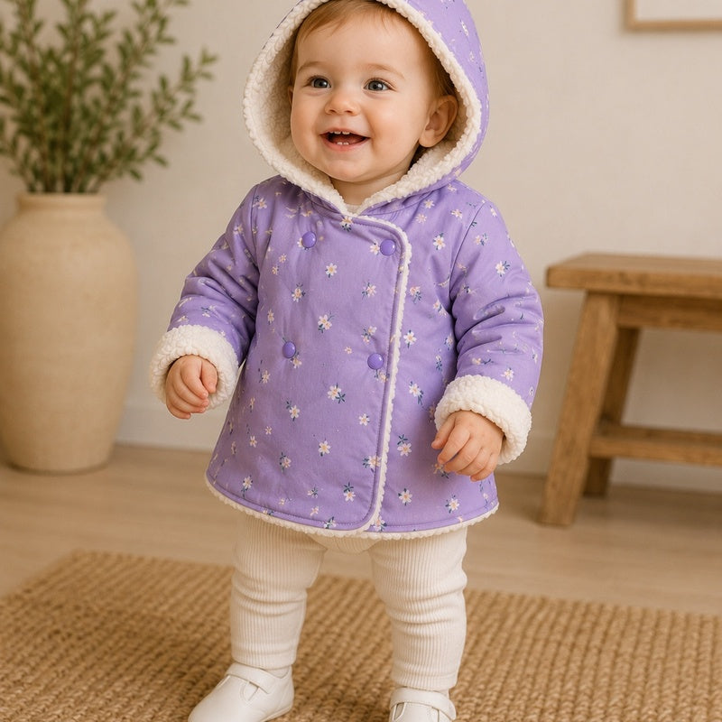 Girls Sherpa-Lined Hooded Coat